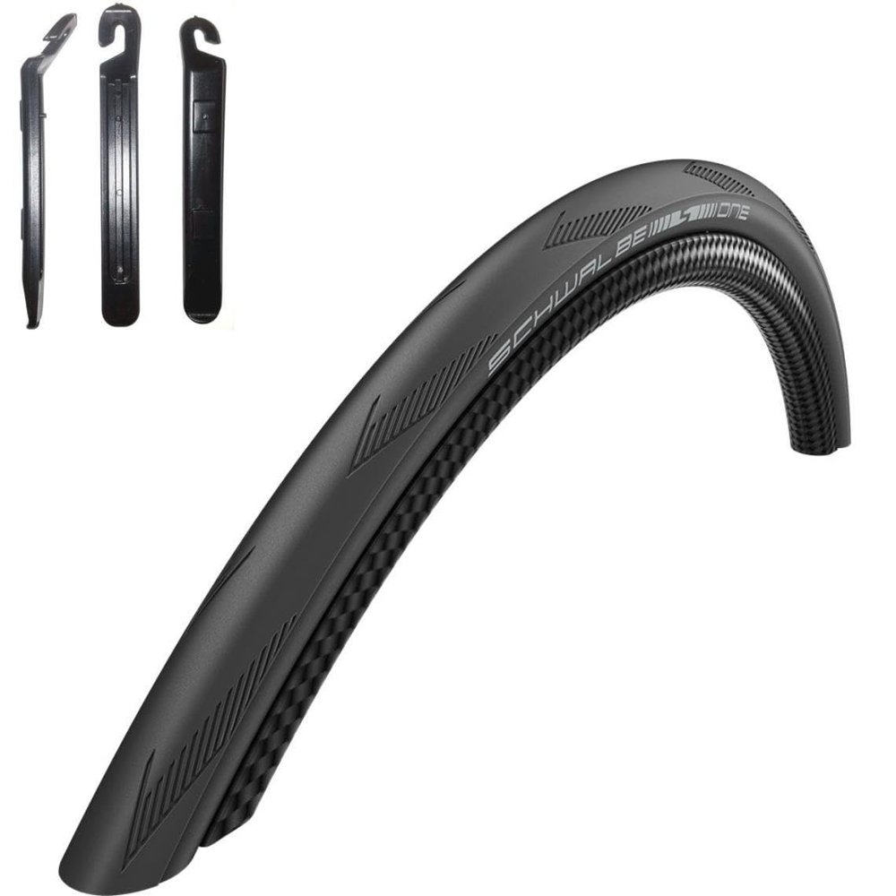 1 x Schwalbe One Performance R-Guard Wire-Bead Road Bike Tire 28-451 (20 x 1 1/8") with Tire Lever