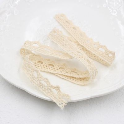 5 x 10-Yard Multicolor Cotton Lace Ribbon, Beige, 1–1.2 cm