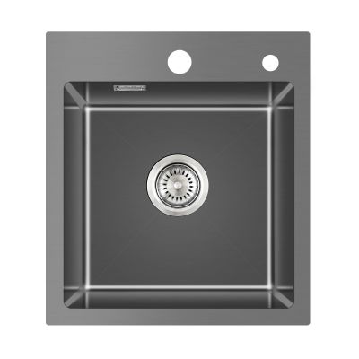 45 x 50 cm Black Stainless Steel Kitchen Sink, 1 Bowl