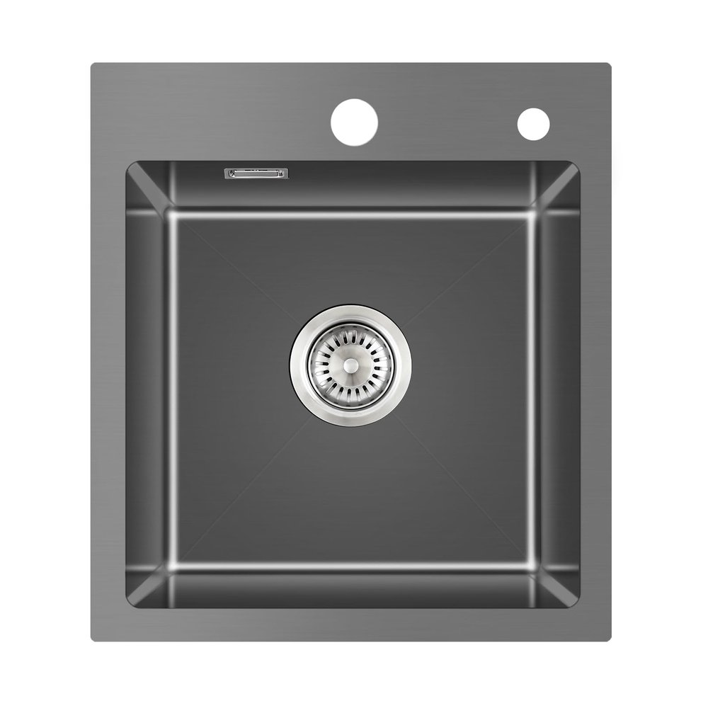 45 x 50 cm Black Stainless Steel Kitchen Sink, 1 Bowl
