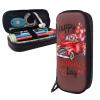 Pug Red Truck Happy Valentine's Day Large-Capacity Leather Pencil Case view 1