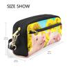 Piglet on Fence and Sunflowers Pencil Case, PU Leather, Office and School Organizer view 3