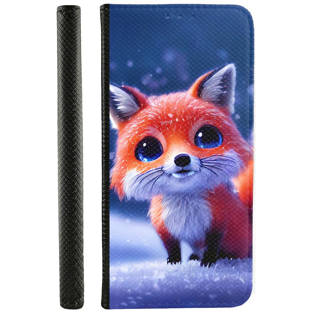 Samsung Galaxy A5 (2017) Flip Case, Faux Leather, 3D Fox in Snow Design 3482