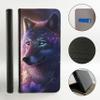 Huawei P30 Flip Case, Faux Leather, Design 3490: Mystical Wolf and Purple Blossoms view 2