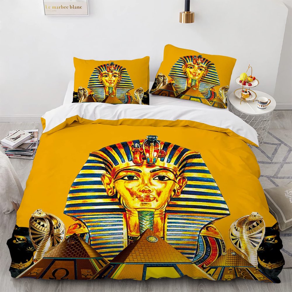 AcaimE Premium Polyester Bedding Set 220 x 240 cm, 3-Piece, Egypt Pattern