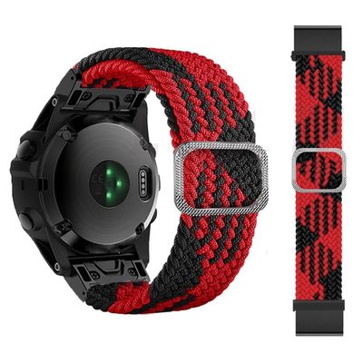 ANZOAT 22/26 mm QuickFit Watch Band for Garmin Fenix 7/7X/6/6X Pro/5X/5 Plus/3HR, Forerunner 935/945, Braided Nylon Solo Loop, Agate