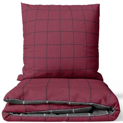 Leonado Vicenti 100% Cotton Checked Reversible Bedding Set, Renforce, 135x200–240x220 cm