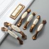 PILYON Kitchen Knobs, 2-Pack, Chinese Pastoral Golden Flower, Zinc Alloy and Ceramic, Retro Cabinet and Wardrobe Handles, CC128mm view 3