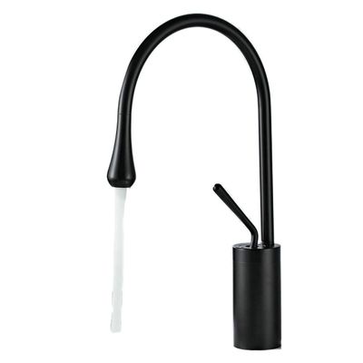 Bathroom Sink Faucet, High-Arc Black Swan-Neck Single-Handle Brass Faucet, Single-Hole Mount, Leekayer LK6038Bg