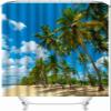 INAAYO 3D Shower Curtain, 120 x 200 cm, Ocean View, Waterproof, 8 Rings view 1