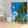 INAAYO 3D Shower Curtain, 120 x 200 cm, Ocean View, Waterproof, 8 Rings view 2