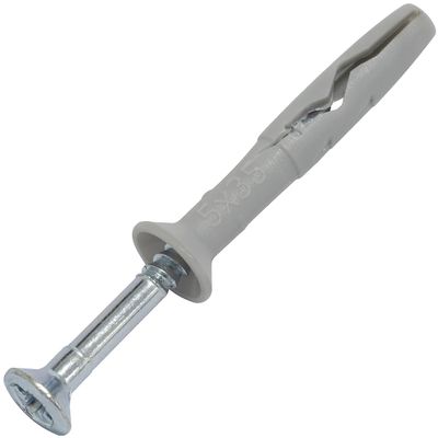 AERZETIX C67154 Set of 100 5x35 mm Polyethylene Nail Plugs with 100 3.5x40 mm Zinc-Plated Steel Screws, PZ2 Countersunk Head