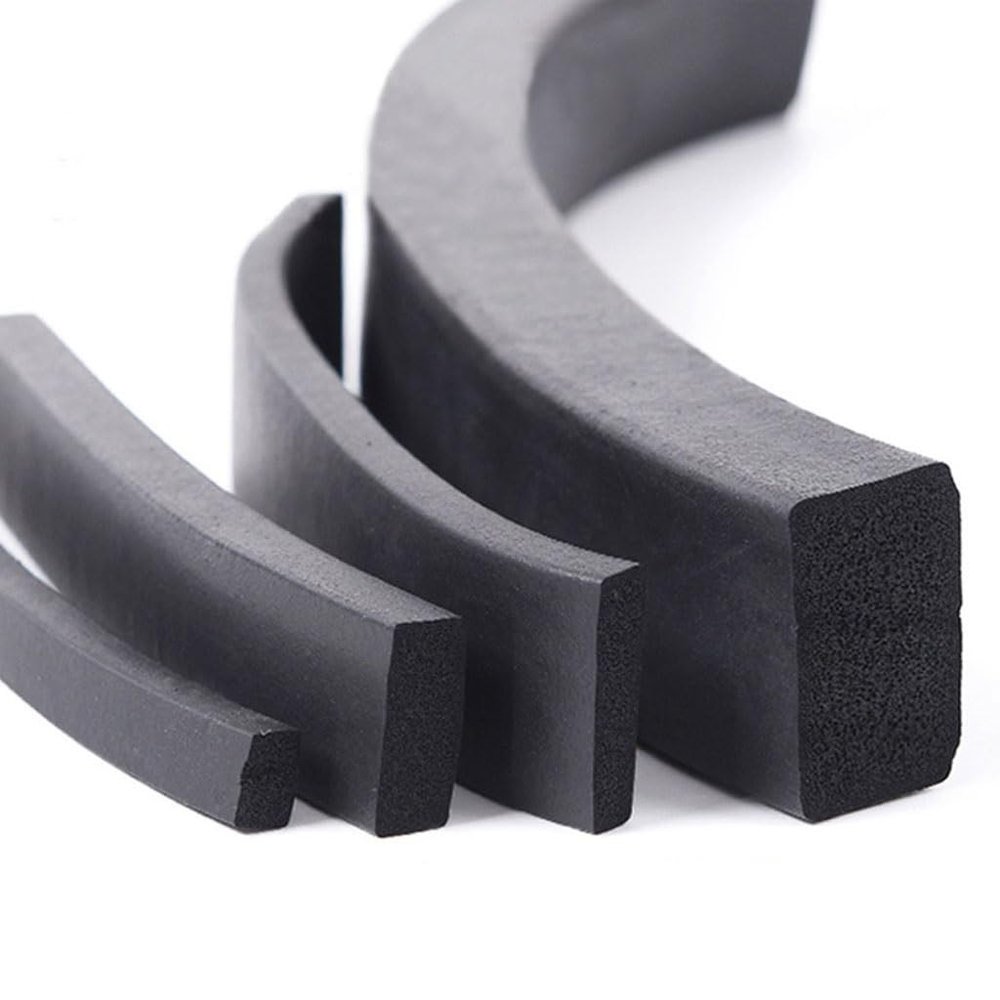 Black EPDM Rubber Foam Square Sealing Strip, 6x8 mm, 5 m