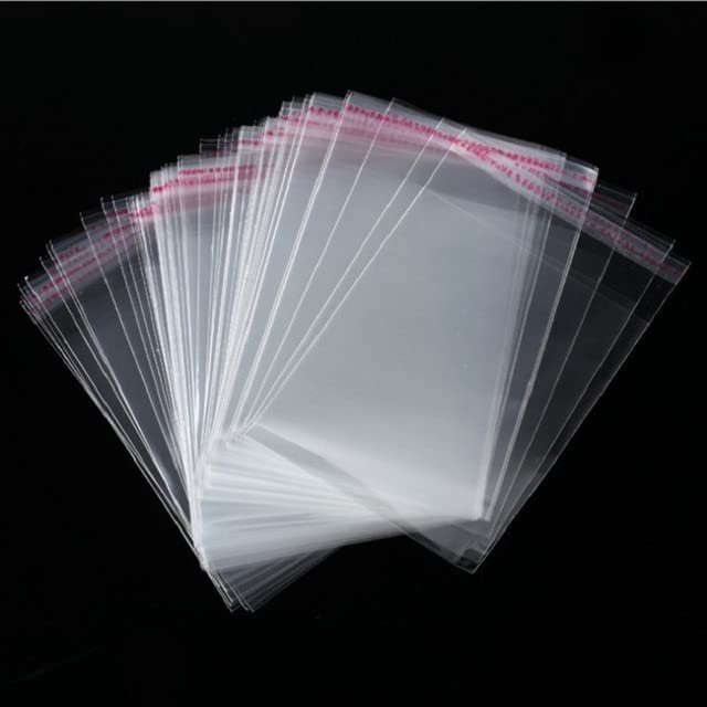 100 Transparent Self-Sealing Cellophane Bags, 14 x 17 cm