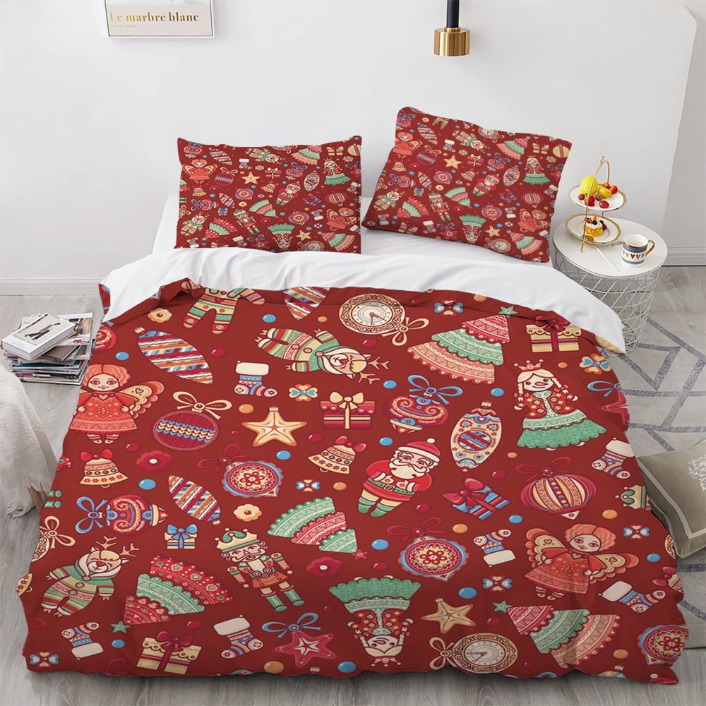 BIJOOT Soft Microfiber Christmas Duvet Cover Set, Santa, 240 x 260 cm