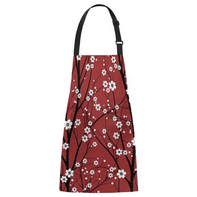Cherry Blossom Chef Apron with Pockets and Adjustable Neck