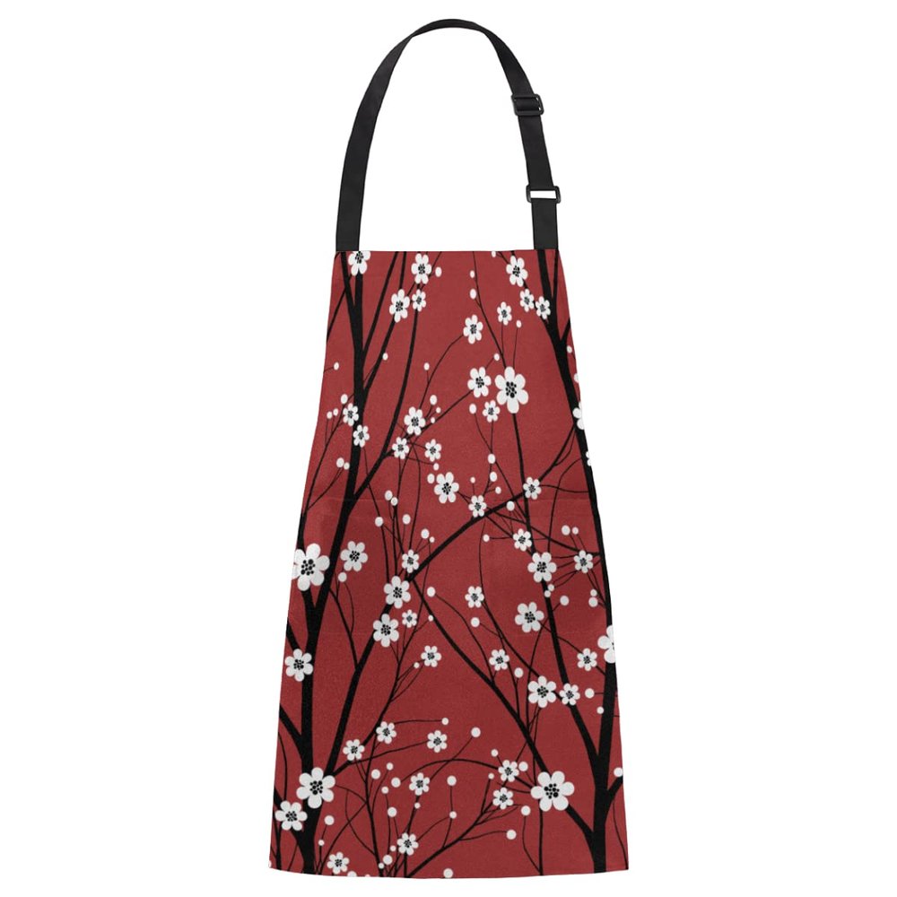 Cherry Blossom Chef Apron with Pockets and Adjustable Neck