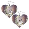 Women's Leather Heart Drop Earrings, Wild Shark Print view 1