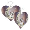 Women's Leather Heart Drop Earrings, Wild Shark Print view 2