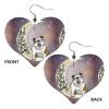 Women's Leather Heart Drop Earrings, Wild Shark Print view 3