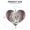Women's Leather Heart Drop Earrings, Wild Shark Print view 4