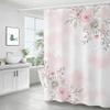Shower Curtain with 12 Hooks, Pink Tropical Leaf, 180 x 180 cm view 1