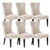 SANOCAY Velvet Armchair Slipcovers, Durable, Removable, Washable, Reusable, Without Armrests, for Dining Rooms, Banquets and Home Décor, Beige, 6-Piece Set view 1