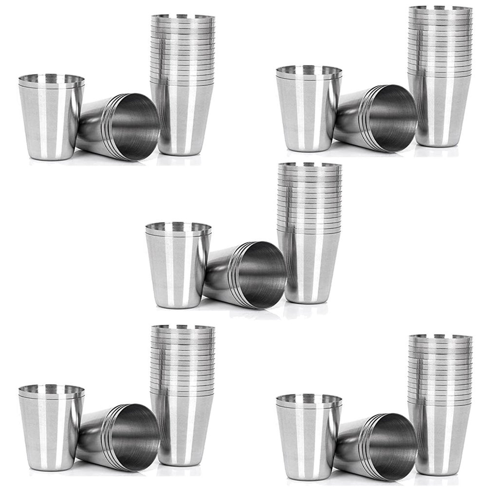 WanShi 75-Piece Stainless Steel Shot Glasses, 30 mL Camping Cups for Coffee, Tea, Whisky and Liquor