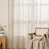MIULEE Curtains with Pleat Tape, Linen Look, 140 x 145 cm, Brownish White, 2-Pack view 3