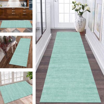 Kitchen Runner Rug, Non-Slip, Washable, Cyan Abstract, 70 x 400 cm