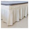 Wrap-Around Bed Skirt, Small Ball Bed Skirt, Elastic Bed Ruffle, Easy Fit, Easy-Off, Fade-Resistant, Solid Color (Beige, 100 x 200 x 40 cm) view 1