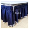 Wrap-Around Bed Skirt, Small Ball Bed Skirt, Elastic Bed Ruffle, Easy Fit, Easy-Off, Fade-Resistant, Solid Color (Beige, 100 x 200 x 40 cm) view 3