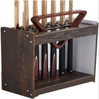 BAZAC Freestanding Pool Cue Rack, Rectangular Organizer