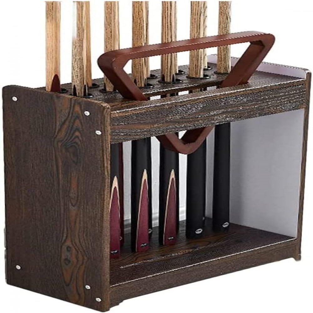 BAZAC Freestanding Pool Cue Rack, Rectangular Organizer