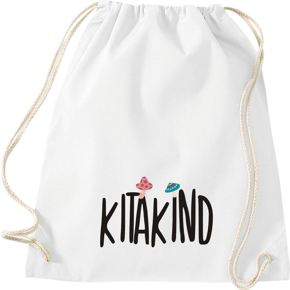 Kleckerliese Children's Mushroom Drawstring Gym Bag, White