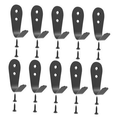 Cabilock 10-Pack Retro Black Stainless Steel Wall Hooks for Coats