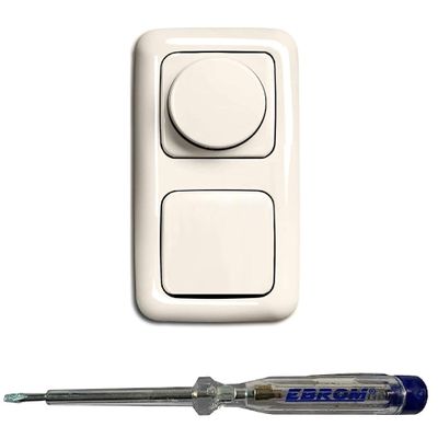 Busch-Jaeger 6523U-102 LED Rotary Dimmer Set with Push Button, DURO2000 Glossy Cream White