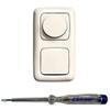Busch-Jaeger 6523U-102 LED Rotary Dimmer Set with Push Button, DURO2000 Glossy Cream White view 1