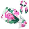 HOHODIY Adjustable Work Cap with Buttons and Bow, Flamingo and Palm Leaf Pattern, Washable, Women's, Multicolor 05, M/L view 1