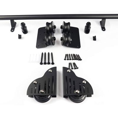 Sliding Barn Door Kit, 3.3 ft to 20 ft, Retractable Rolling Ladder Hardware, Library Sliding Ladder Hardware Kit, Round Rail/Track, Round Tube, Mobile Ladder Track, with