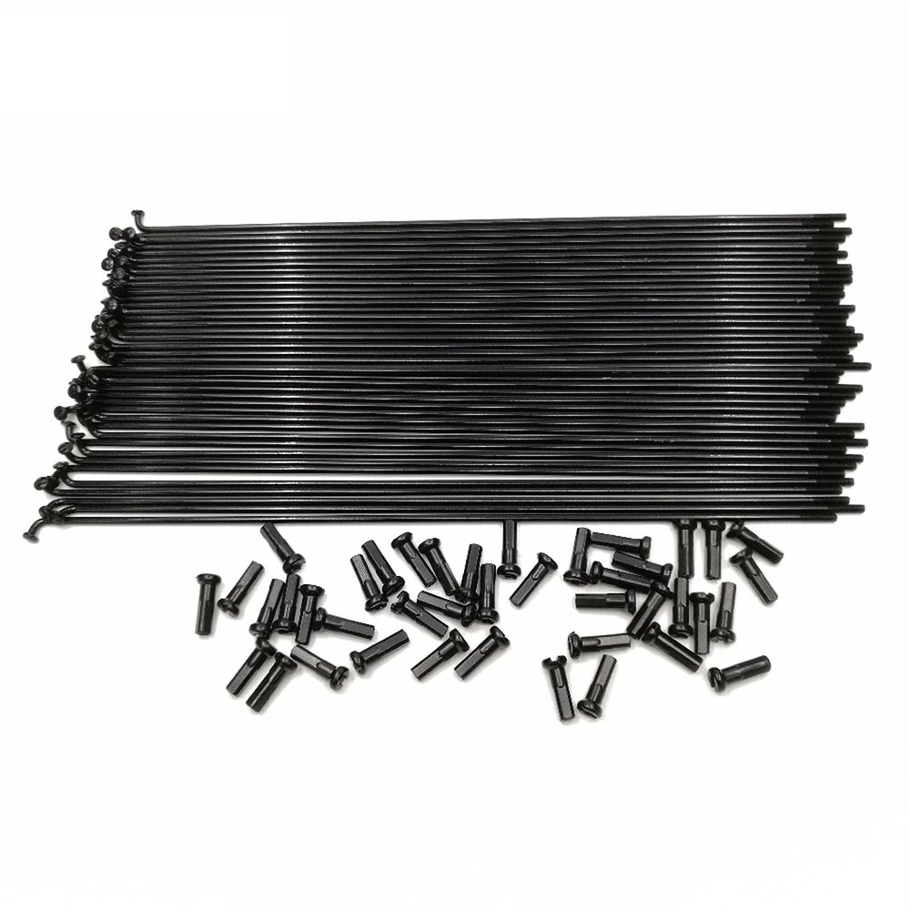Black Bicycle Spokes, 2.0 mm Diameter, J-Bend, 45# Steel, 251 mm