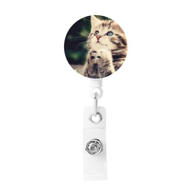 OHWODA Cat-Printed Retractable Badge Reel with Swivel Clip