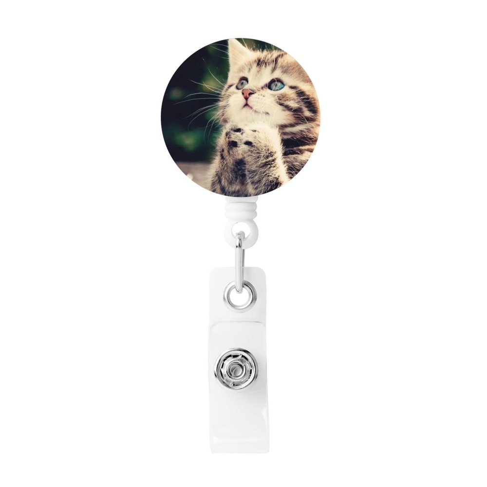 OHWODA Cat-Printed Retractable Badge Reel with Swivel Clip