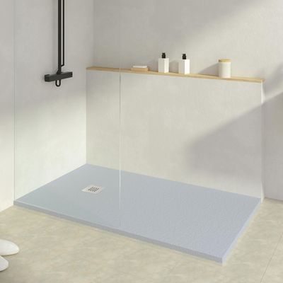 KOES INDO Resin Shower Tray, 80 x 140 cm, Misty Blue RAL 7040