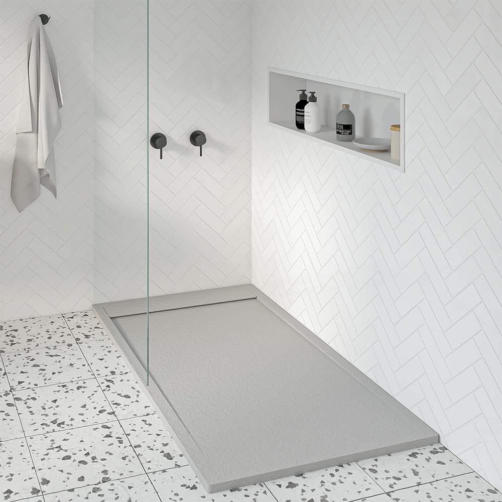KOES AMUR Resin Shower Tray 90 x 190 cm, Misty Blue RAL 7035