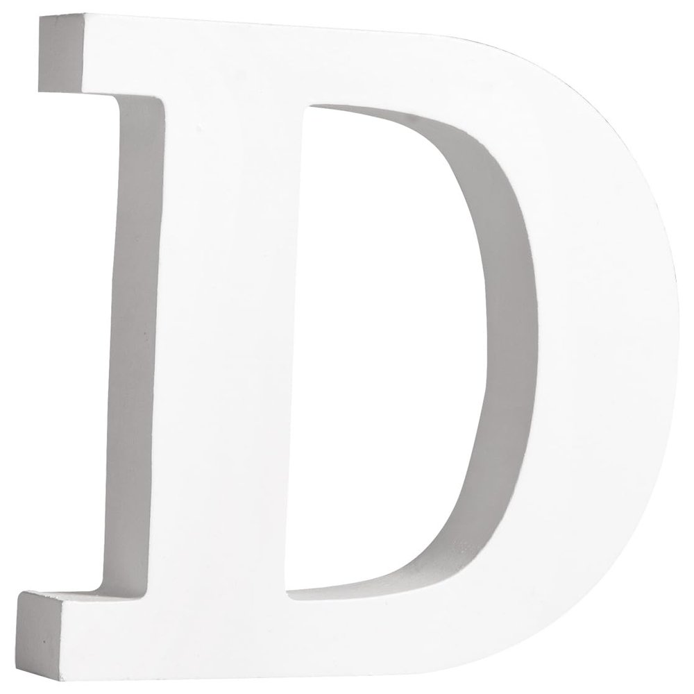 Rayher MDF Letter D, White, 10 x 11 cm, 2 cm Thick, 3D Wooden Letter, FSC Certified, 64543102