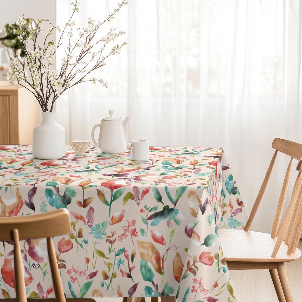 Martina Home Aquarell Resin-Coated Tablecloth, 250 x 140 cm, Red