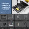 Black Stainless Steel Single-Bowl Kitchen Sink with Cup Washer and Pull-Out Faucet, Accessories Included (55 × 45 × 21 cm) view 2