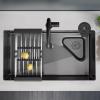 Black Stainless Steel Single-Bowl Kitchen Sink with Cup Washer and Pull-Out Faucet, Accessories Included (55 × 45 × 21 cm) view 3