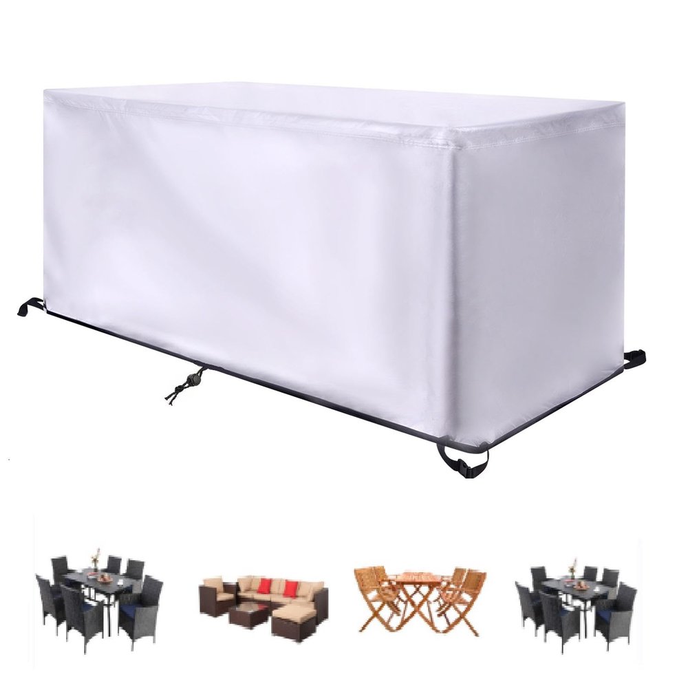 Leju Art Waterproof Garden Furniture Cover, 390 x 220 x 100 cm, Rectangular, 420D Oxford Fabric, Silver Gray